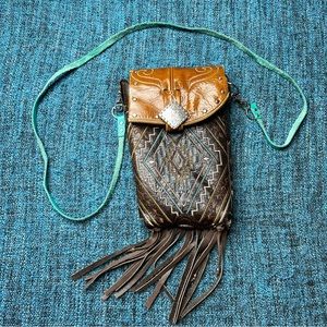 Roper Handmade in Mexico Upcycled Cowgirl Boot Crossbody Purse Western Fringe